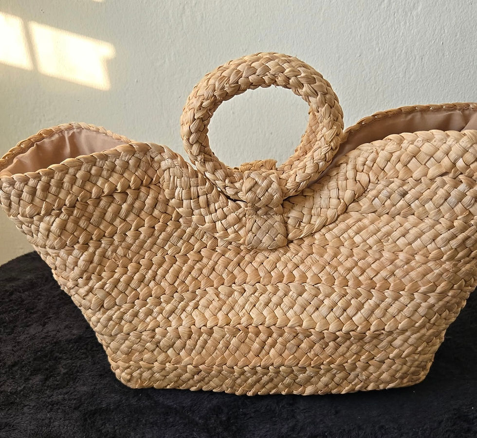 Miniatura: Ring Handle Straw Tote Bag 