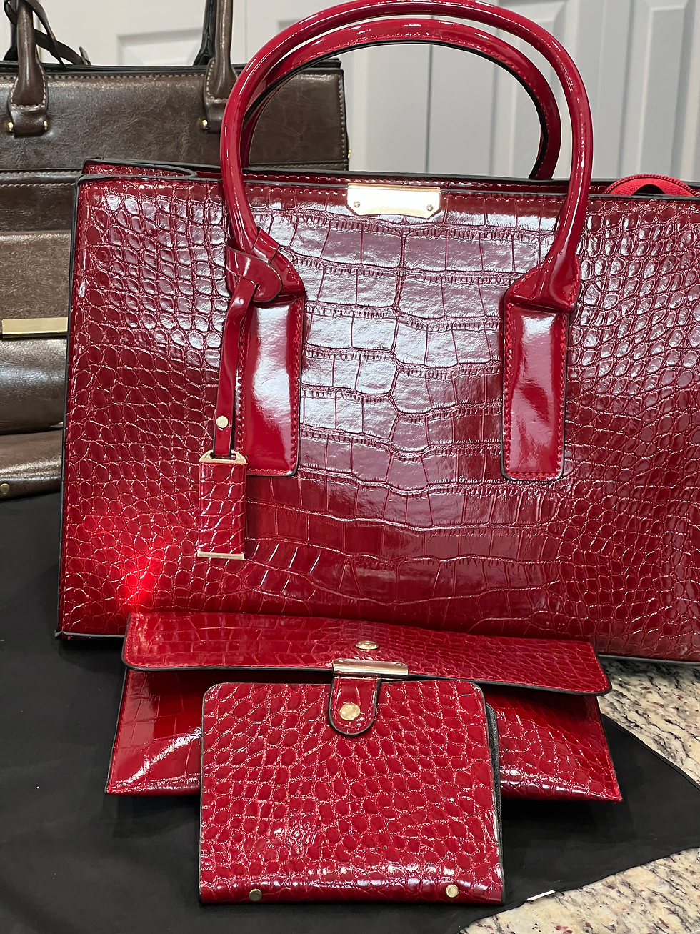 Miniatura: Retro Luxe Croc-Embossed Large Capacity Handbag & Wallet Set