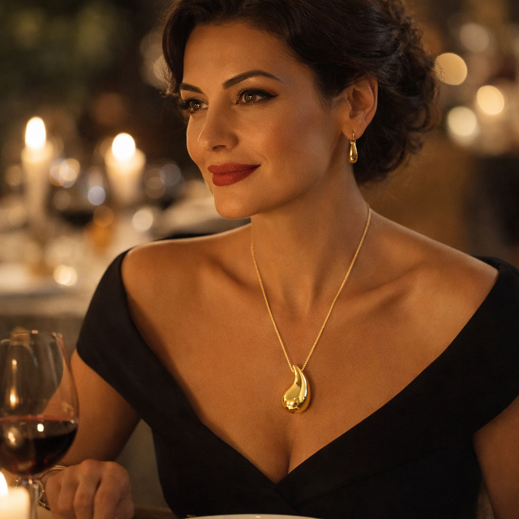 18K Gold Teardrop Pendant Necklace – Elegant Minimalist Gold Jewelry