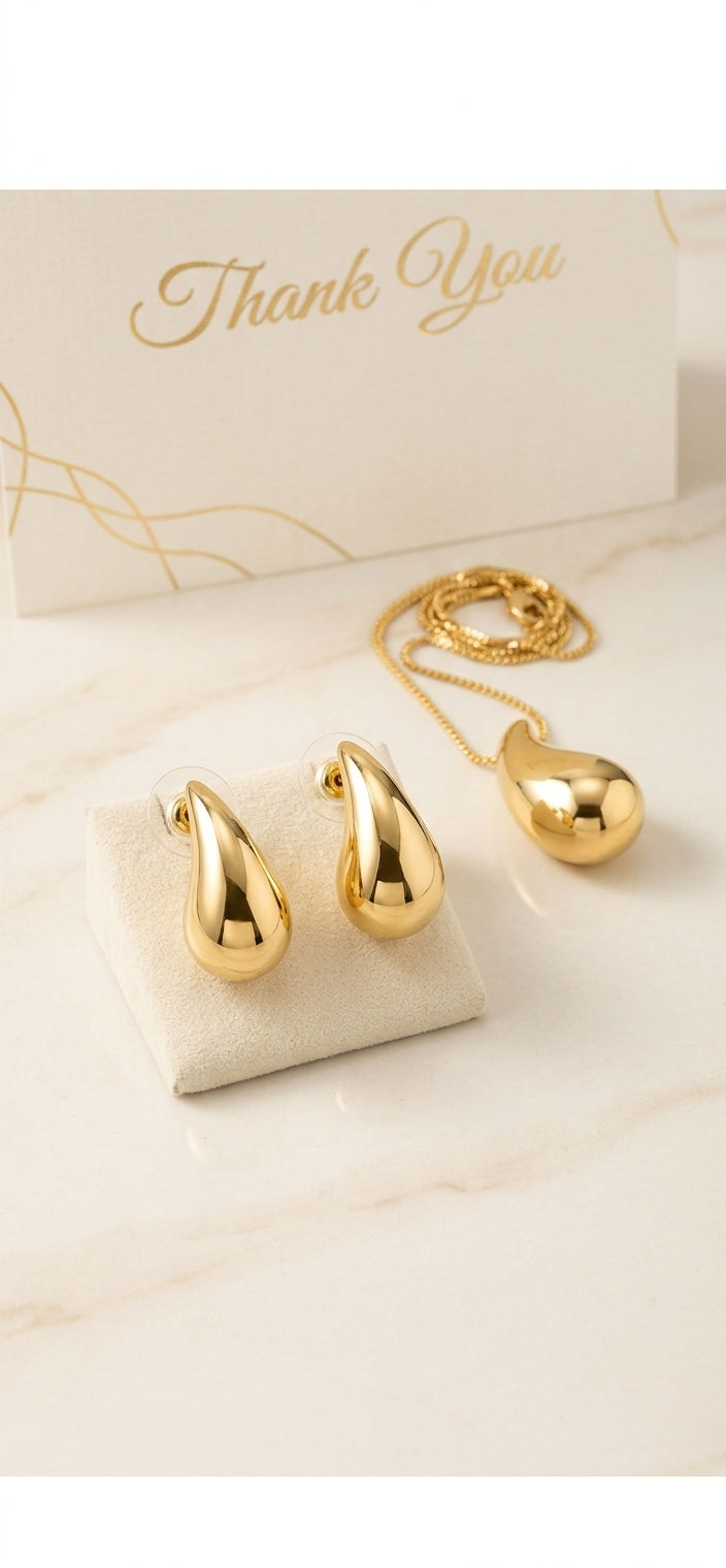 Miniatura: Gold Teardrop Statement Earrings | Elegant Everyday Jewelry