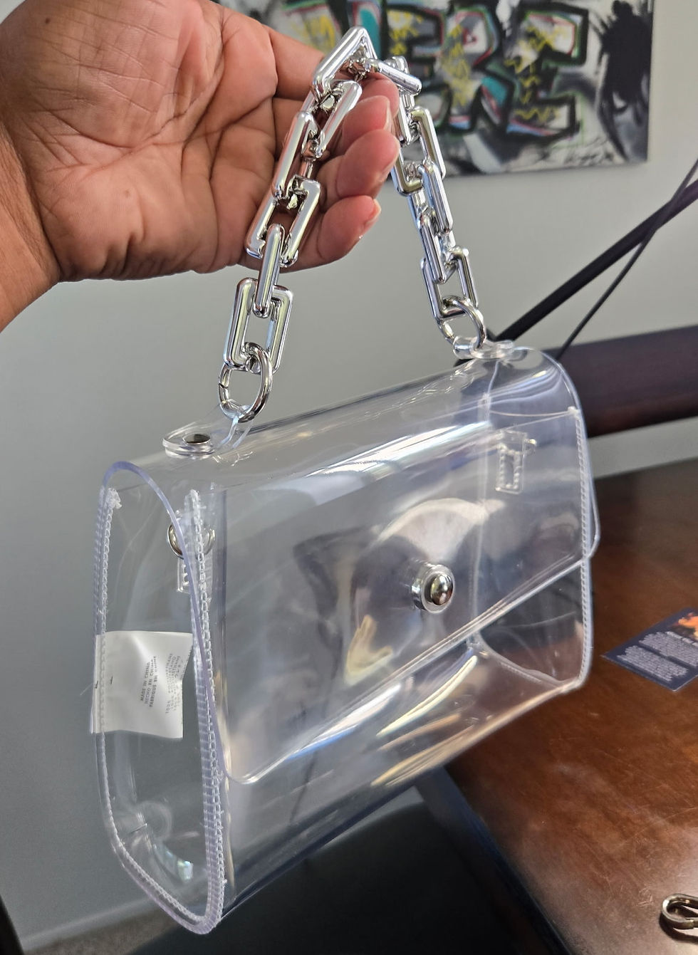 Miniatura: Clear Acrylic Chain Shoulder Bag – Transparent Statement Handbag