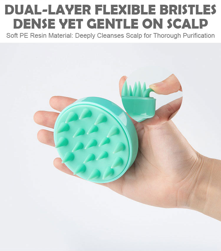 Thumbnail: Silicone Scalp Massage Comb - Soft PE Bristles Shampoo Brush for Deep Cleansing,