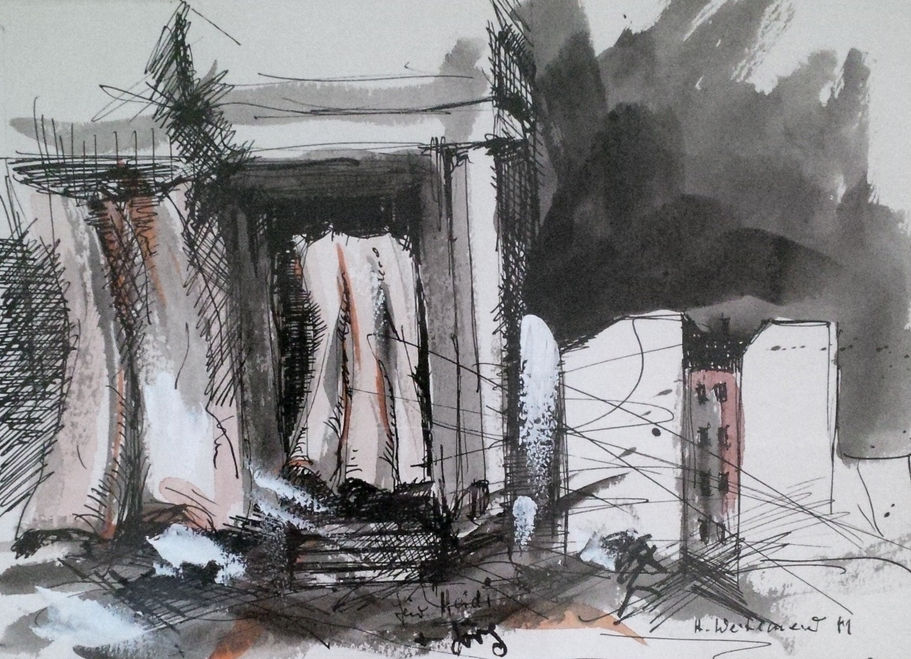 Herbert Weitemeier - Zeichnung mit Gouache auf Papier (1981)