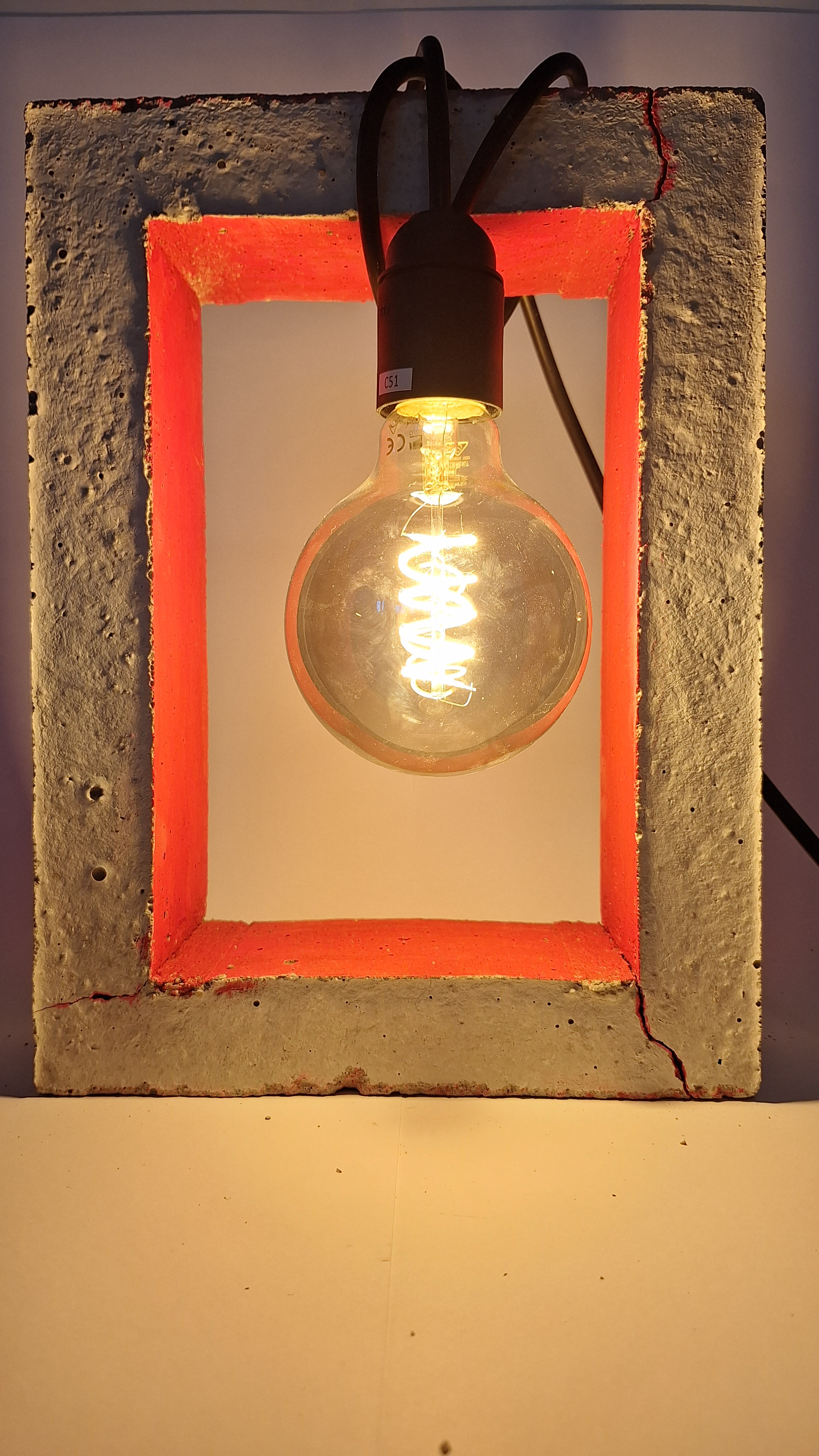 Betonlampe gross neon pink