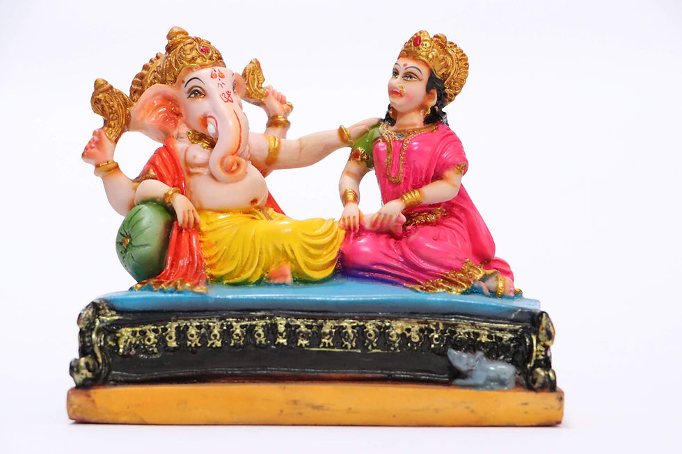 Thumbnail: Pune Sharda Ganpati Idol 5 Inch | Multicolour Polyresin Fiber Ganesh Murti for H