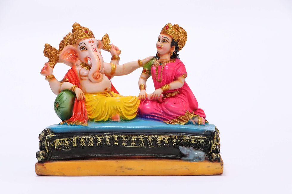Thumbnail: Pune Sharda Ganpati Idol 5 Inch | Multicolour Polyresin Fiber Ganesh Murti for H