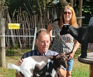 Jan and Marian with the goats