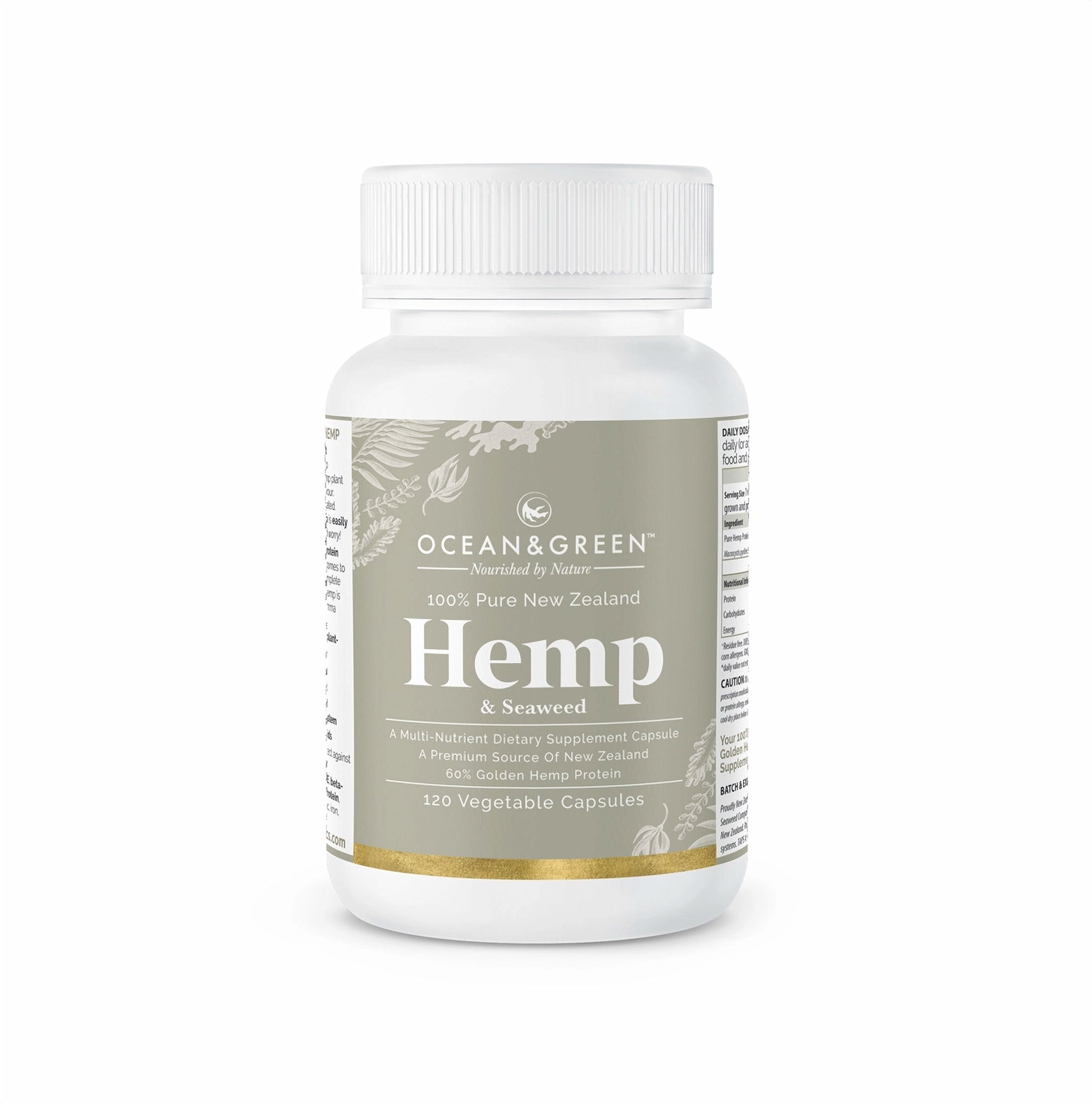 HEMP SEED PROTEIN w/ Seaweed Supplements (120 Capsules)