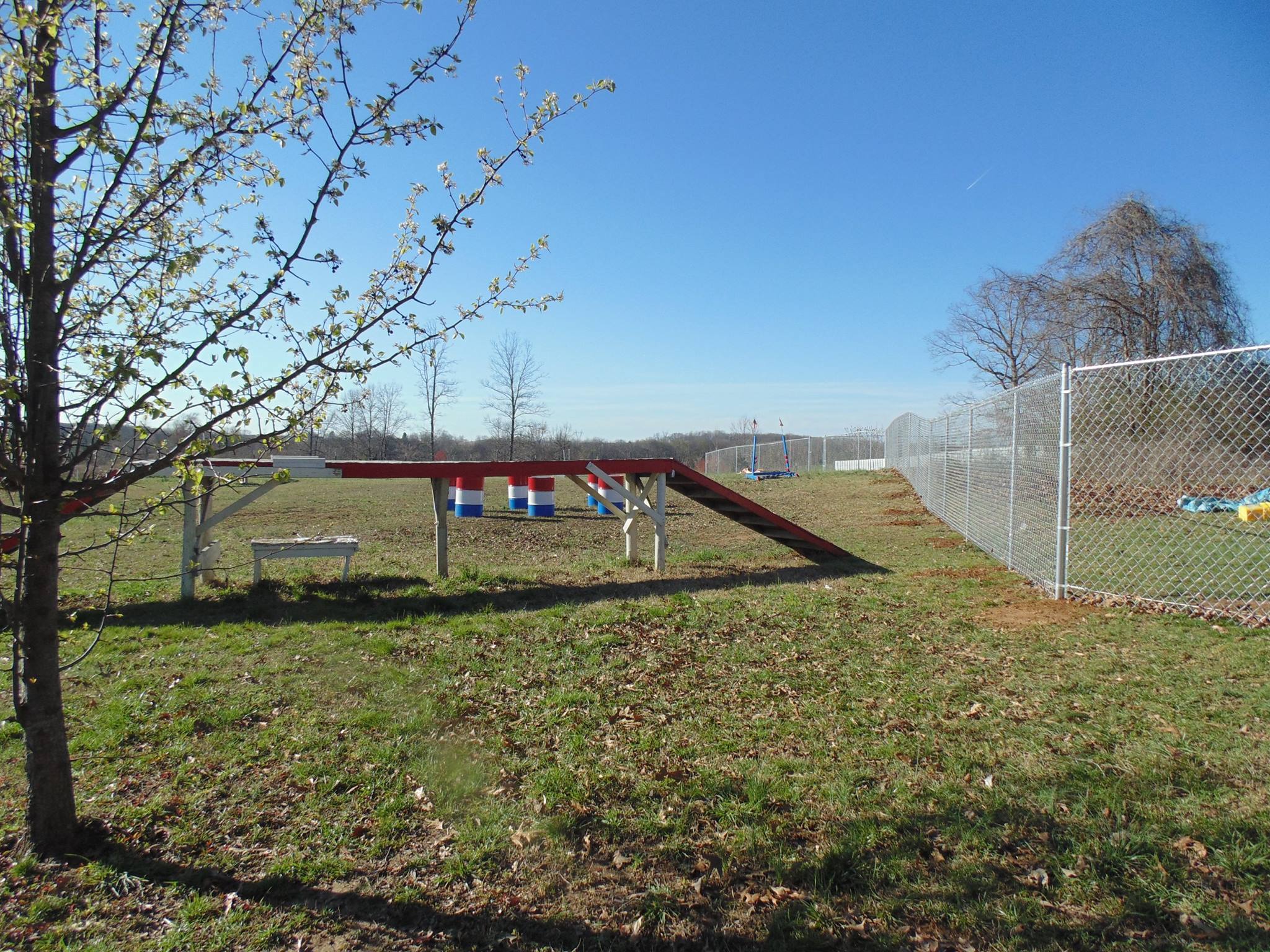 Fenced in agility course