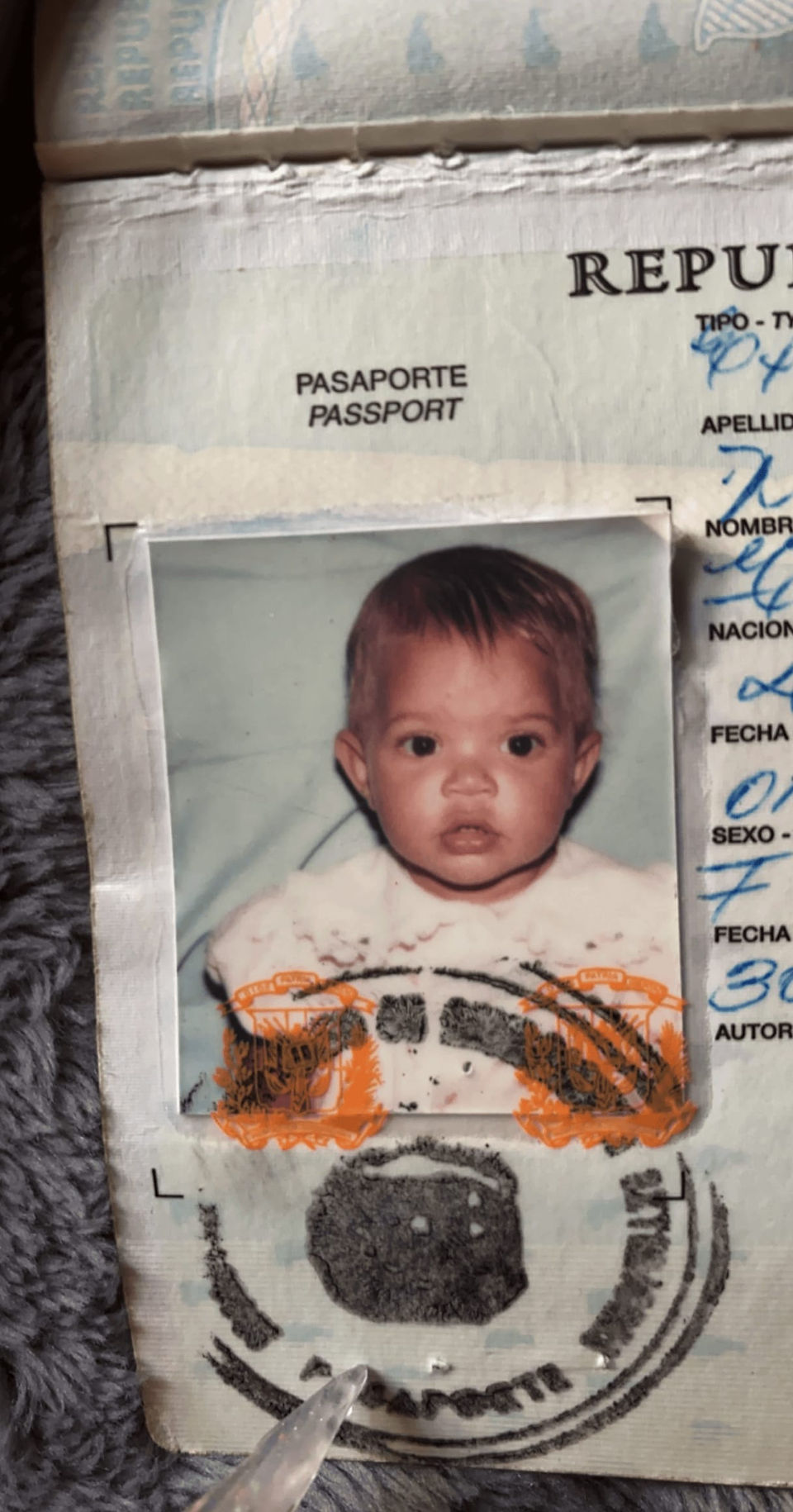 Tomeiry's first passport to enter the United States.