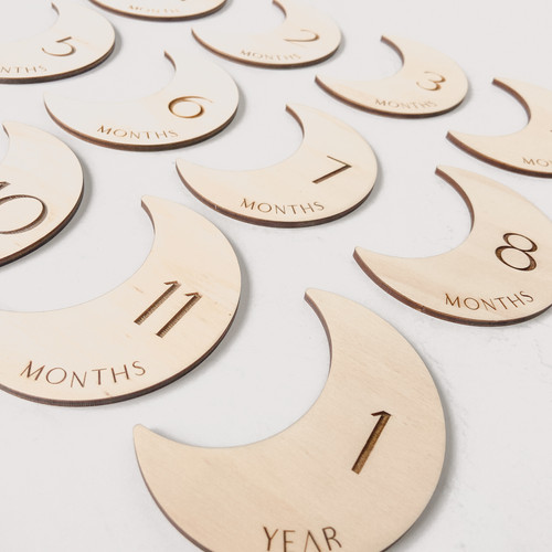 Wooden moon milestone set