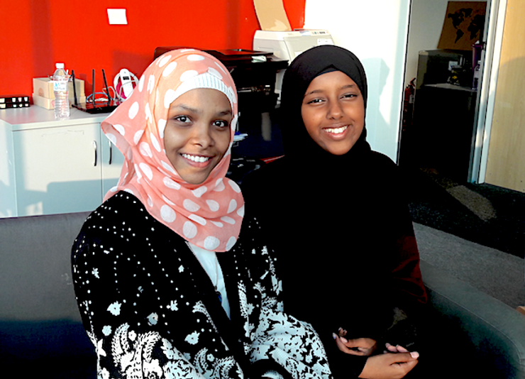 Abeera Abdullah, right, with a friend in Malaysia.