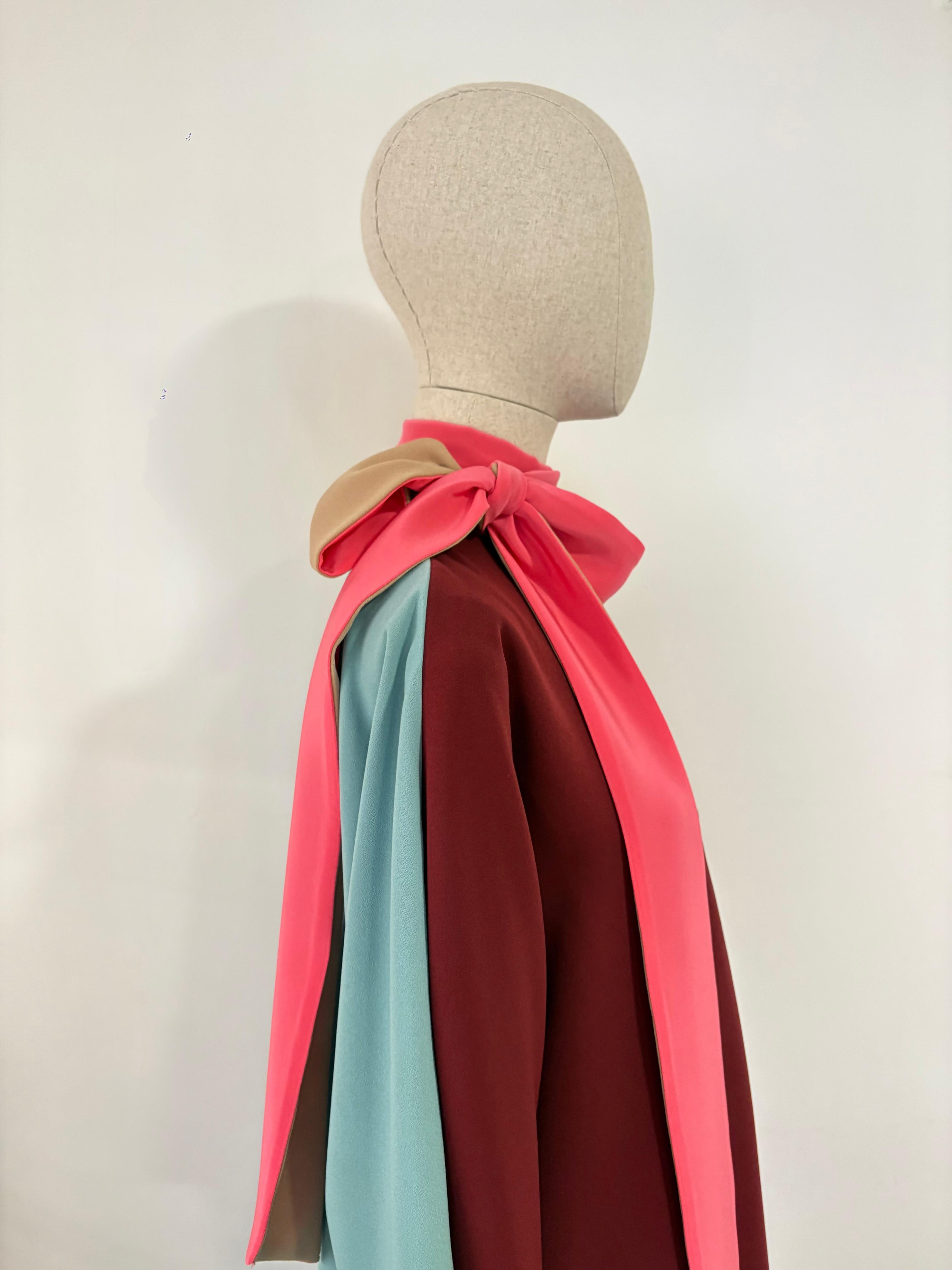 Vestido Mencía granate y azul lazo bicolor