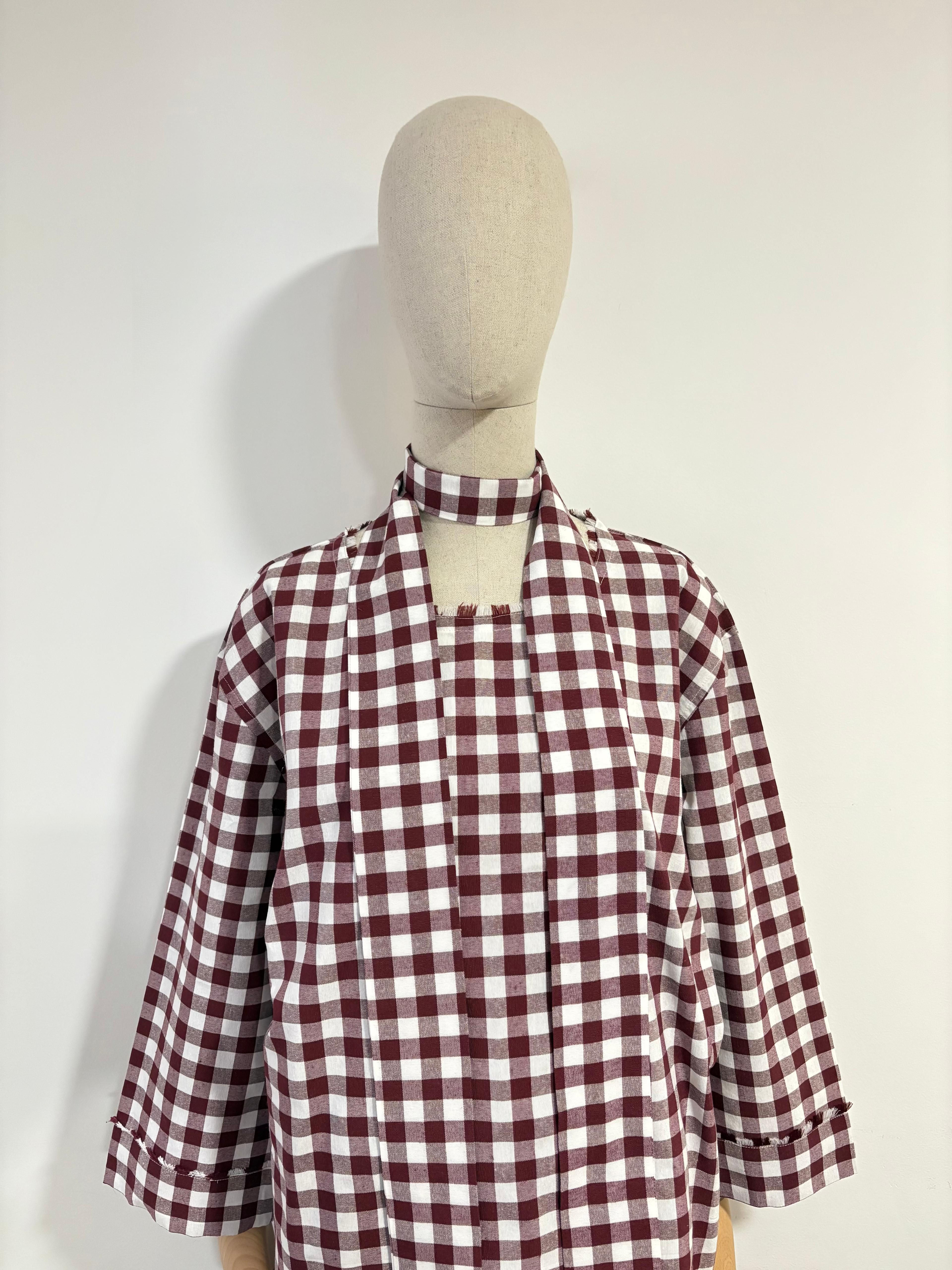 Conjunto pantalón cuadros granate