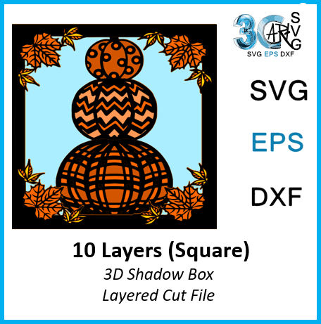 Thumbnail: 3 Stacked Pumpkins for Fall 3D Shadow Box