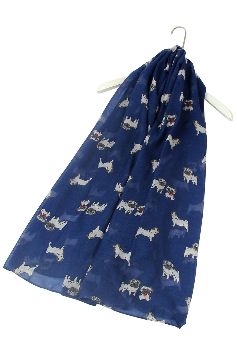 Image of Pug Dog Print Scarf