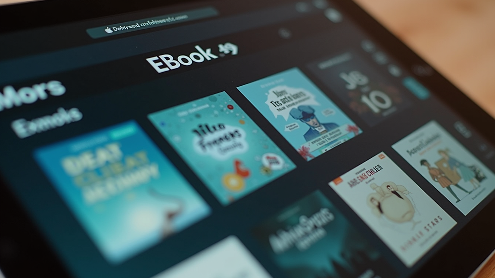 Eye-level view of a digital download interface showcasing various eBooks
