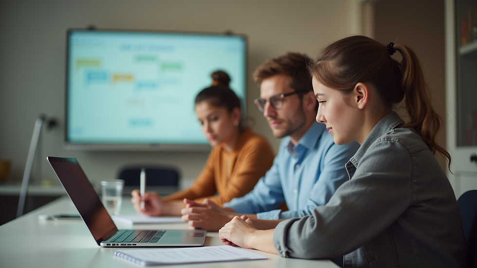 Close-up view of a workshop facilitator guiding a young participant through a leadership exercise