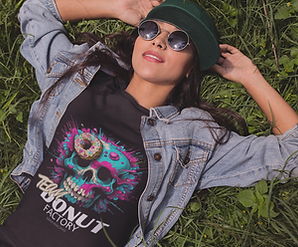 Lady wearing the OG Team Donut Factory shirt