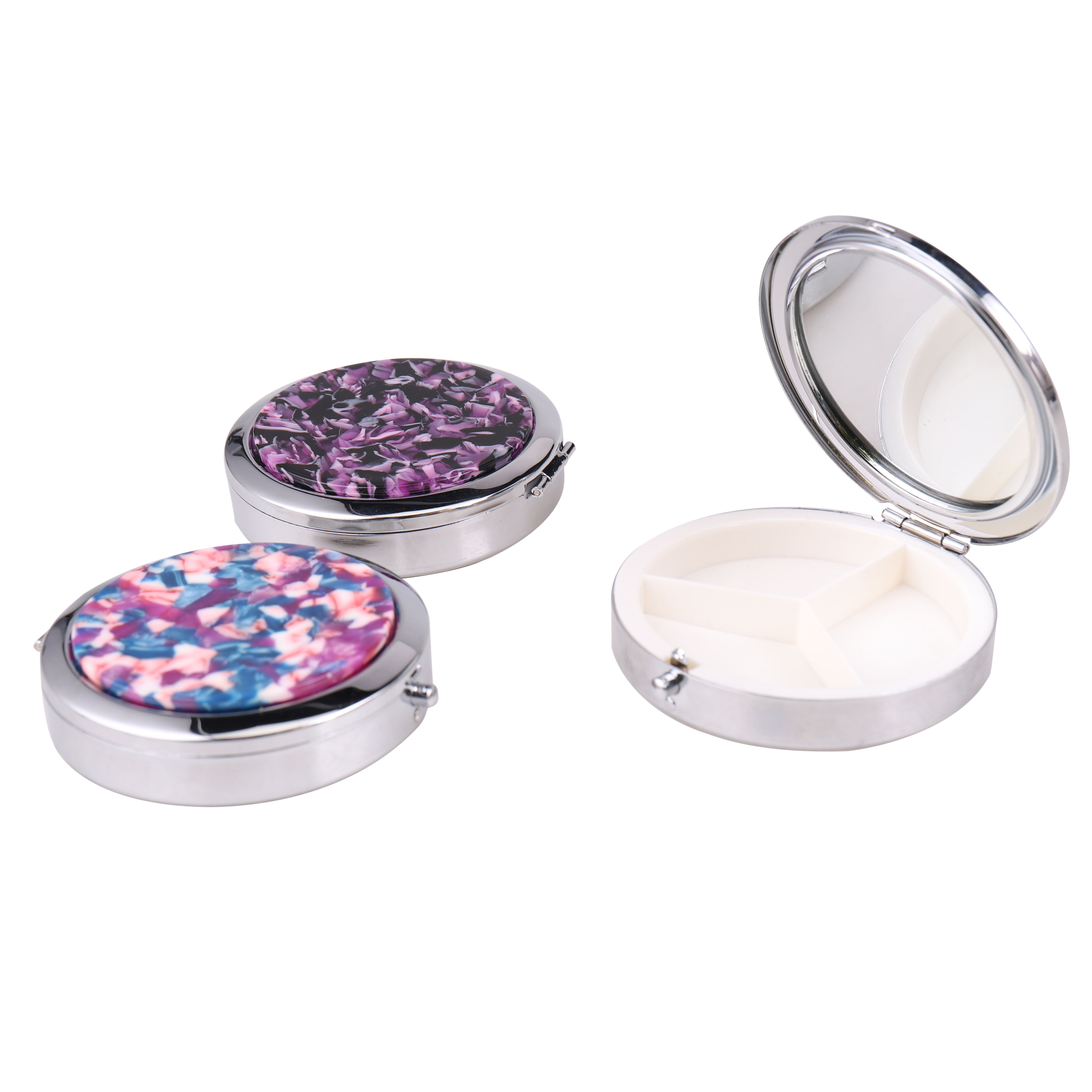 acetic acid pill case with mirror