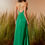 Thumbnail: Vestido longo fenda babado cetim verde Agilita