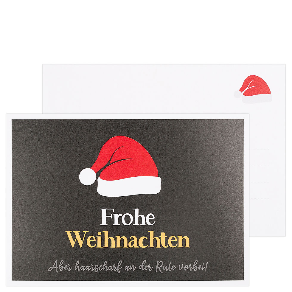Miniaturbild: Postkarte „Weihnachtmütze Schwarz (Rute)“