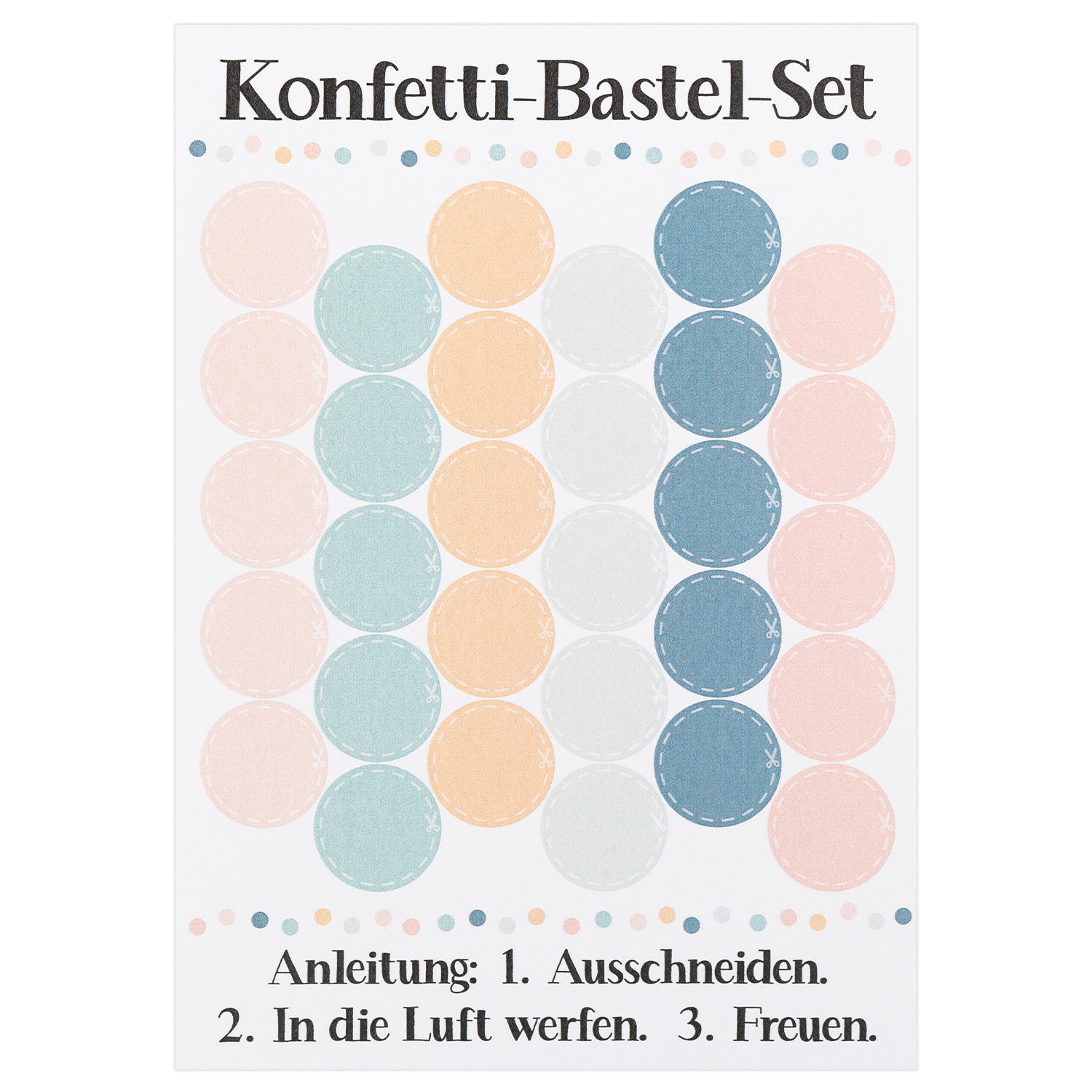 Postkarte „Konfetti-Bastel-Set Pastell“, DIN A6, 300 g/m², Vorderseite