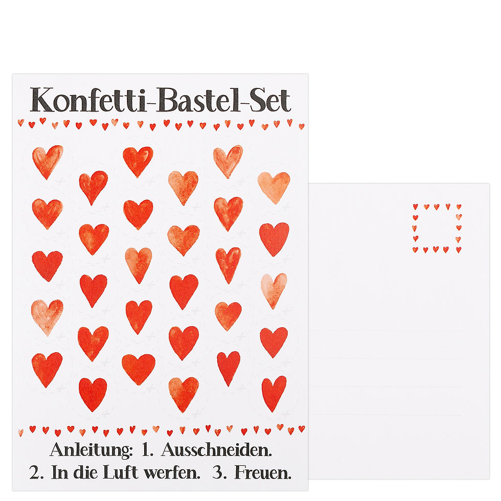 Miniaturbild: Postkarte „Postkarte Konfetti-Bastel-Set Herzen“, DIN A6, 300 g/m², Vorder-/Rückseite