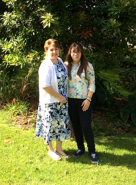 Maria & Anne Squire in the gardens at Elerkey Guest House
