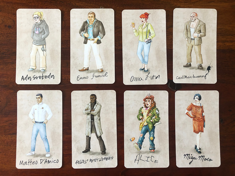 Escape Dysturbia homunculus verlag Mörderischer Maskenball Brett Escape Game Charaktere