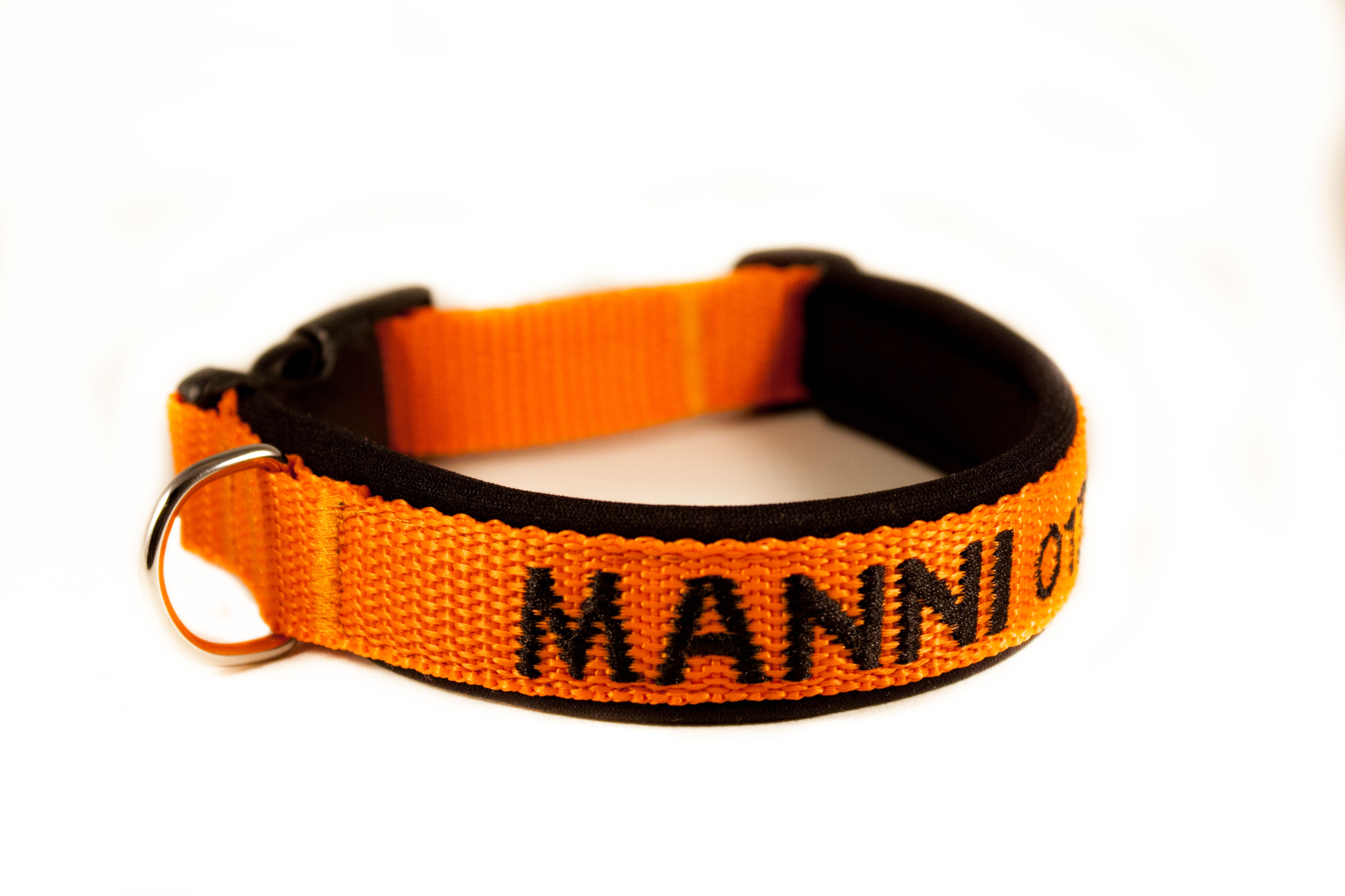 Besticktes Hundehalsband, Orange-Schwarz