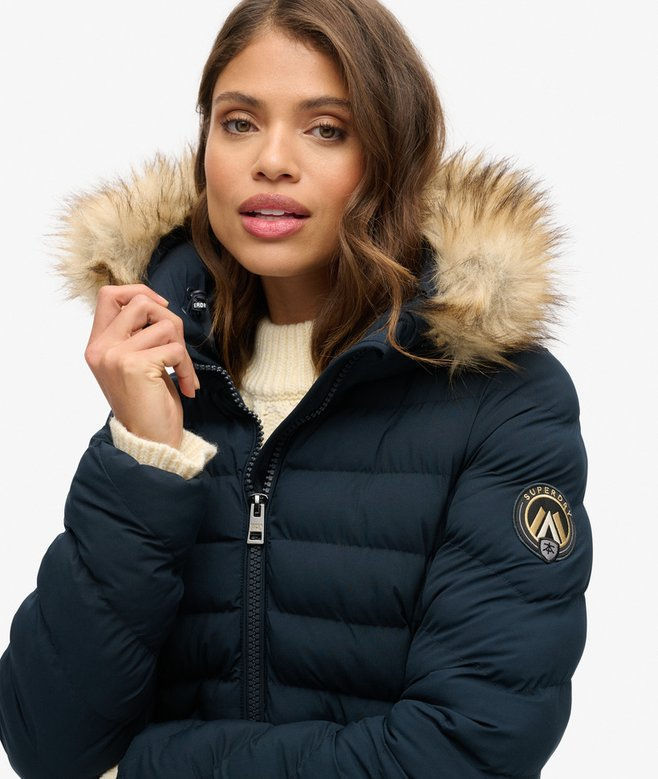 Miniatura: SUPERDRY - Piumino di media lunghezza con cappuccio in pelliccia sintetica Fuji