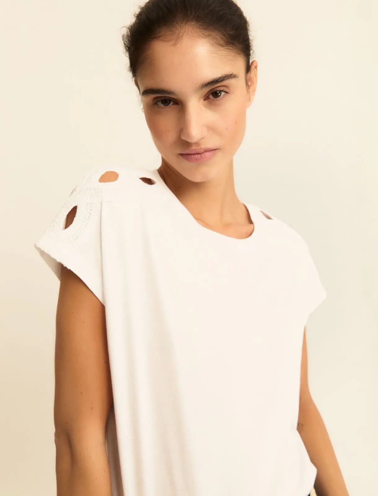 EMME  -   T-SHIRT IN JERSEY CON MANICHE A KIMONO - BIANCO OTTICO