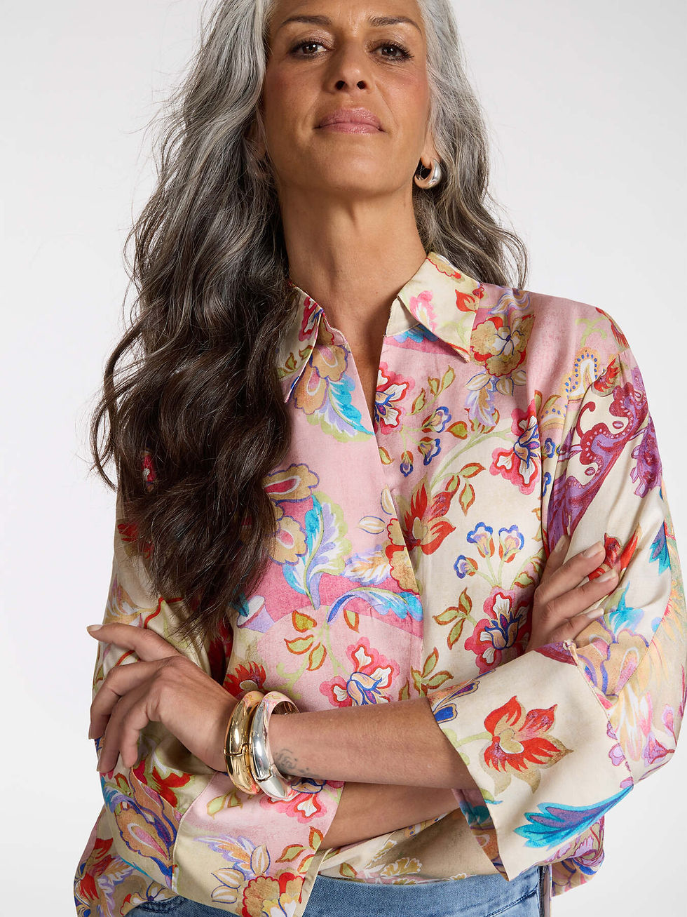 Miniatura: ELENAMIRO' -  Camicia in viscosa stampata