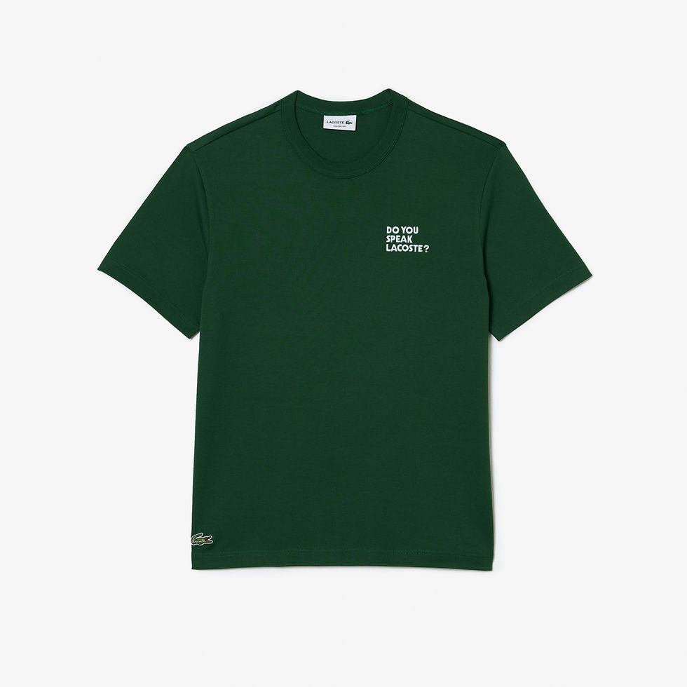 Miniatura: LACOSTE T-shirt in cotone effetto piqué con slogan posteriore