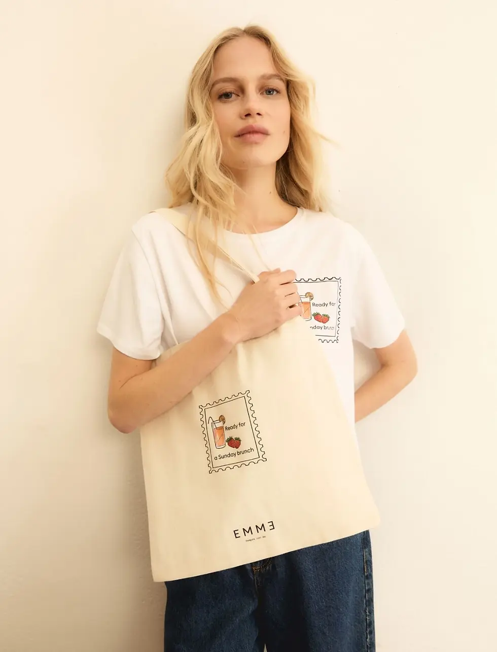 Miniatura: EMME  - T-shirt stampata - BIANCO LANA