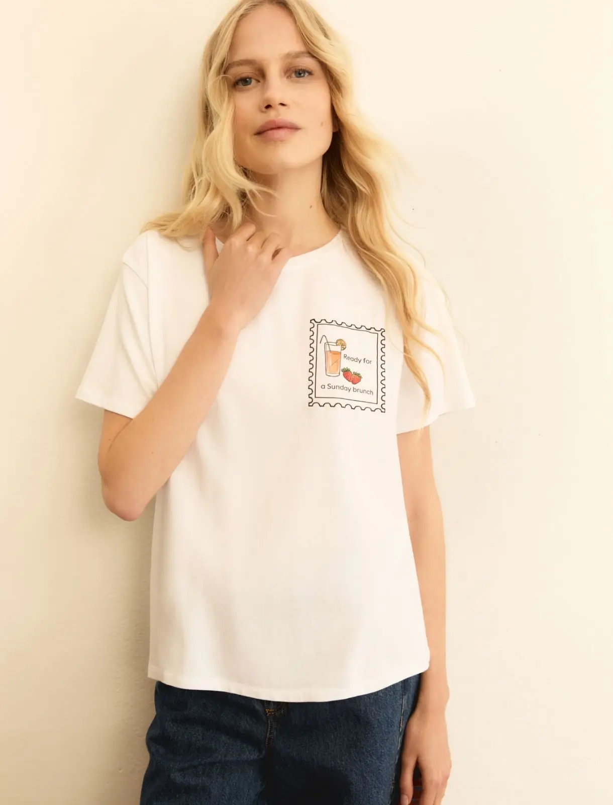 EMME - T-shirt stampata - BIANCO LANA
