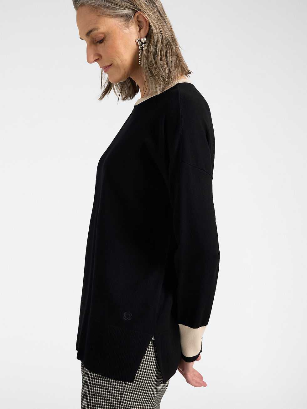 Miniatura: ELENAMIRO' -  Maglia girocollo in viscosa