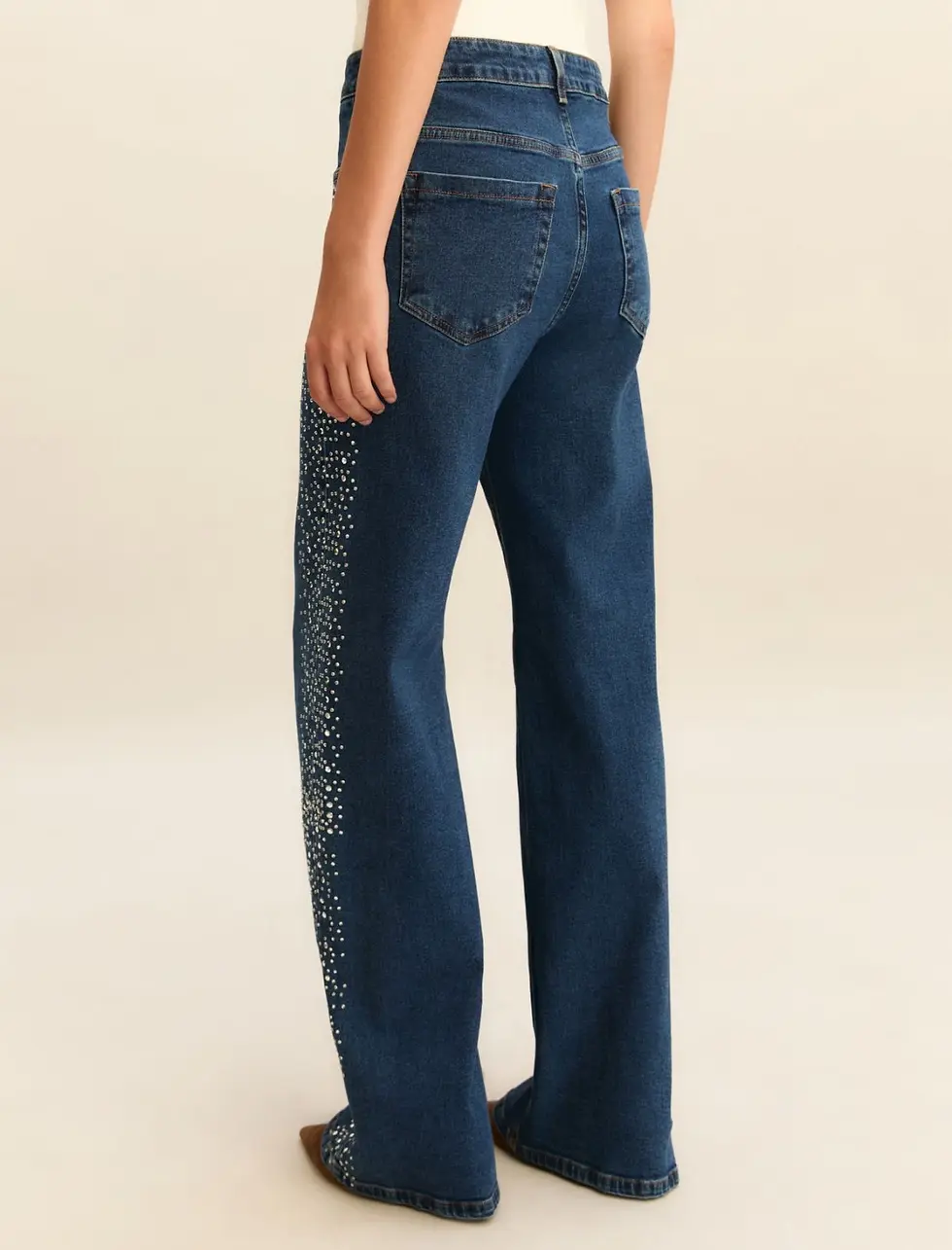 Miniatura: EMME  -   DENIM WIDE LEG CON CRISTALLI E BORCHIE