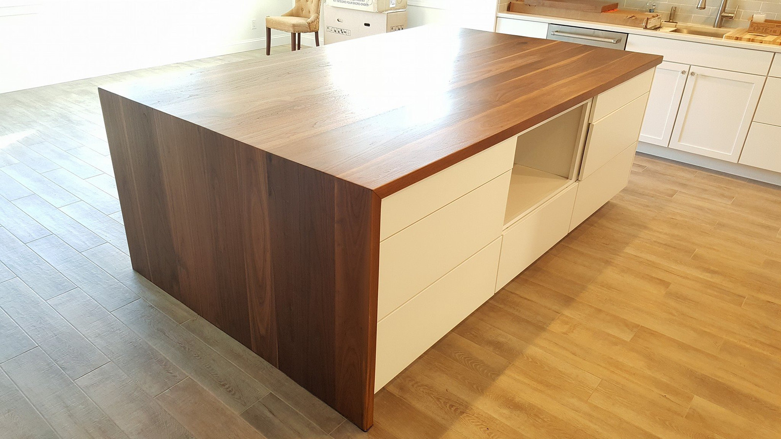 Walnut Waterfall Countertop