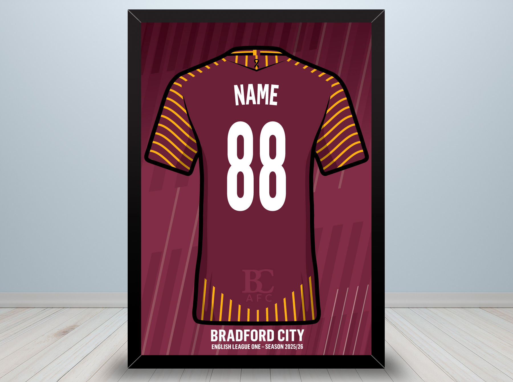 Bradford City Shirt A4 Print (unframed)