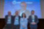 L-R: Ronaldo Mota, Donnavan Linley, Nina Santos, Luca Belli, (on screen) João Vasconcelos