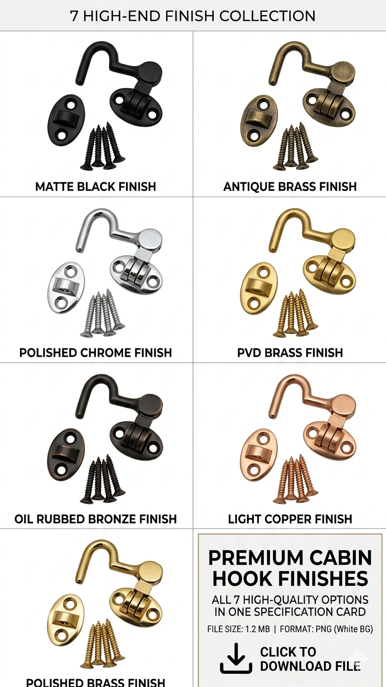 Window Cabin Hook Solid Brass Aged-Living Finish Options
