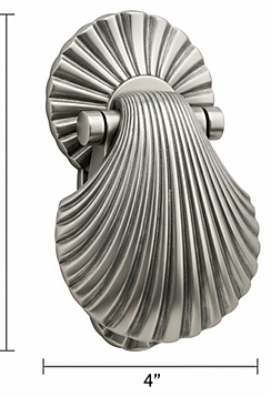 Unique Handmade Brass Door Knocker Shell Pattern Brushed Nickel Finish