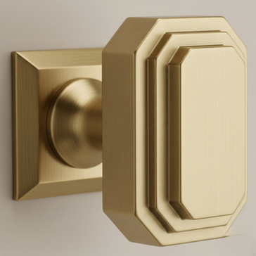 Geometric Art Deco centre door knob by Craftacks India - Premium quality brass door hardware with geometric pattern for modern and contemporary homes