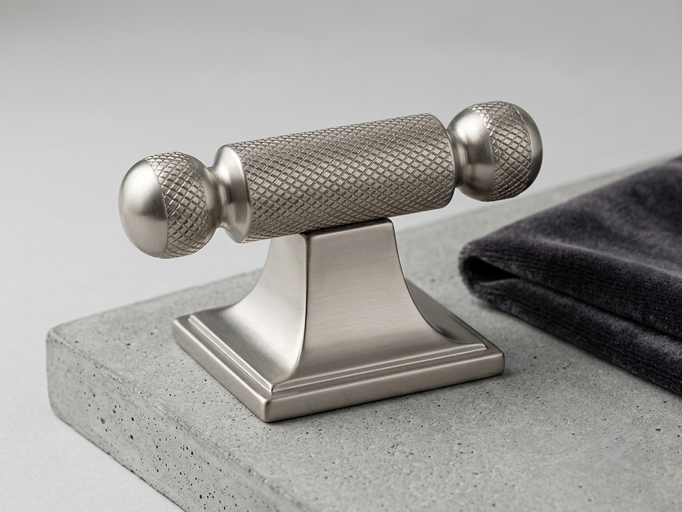 Craftacks satin matte nickel knurled T-bar wardrobe pull handle