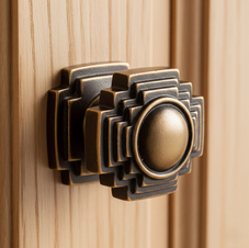 Art Deco cabinet furniture knob in burnished bronze finish by Craftacks - Premium brass hardware for kitchen and bathroom cabinets