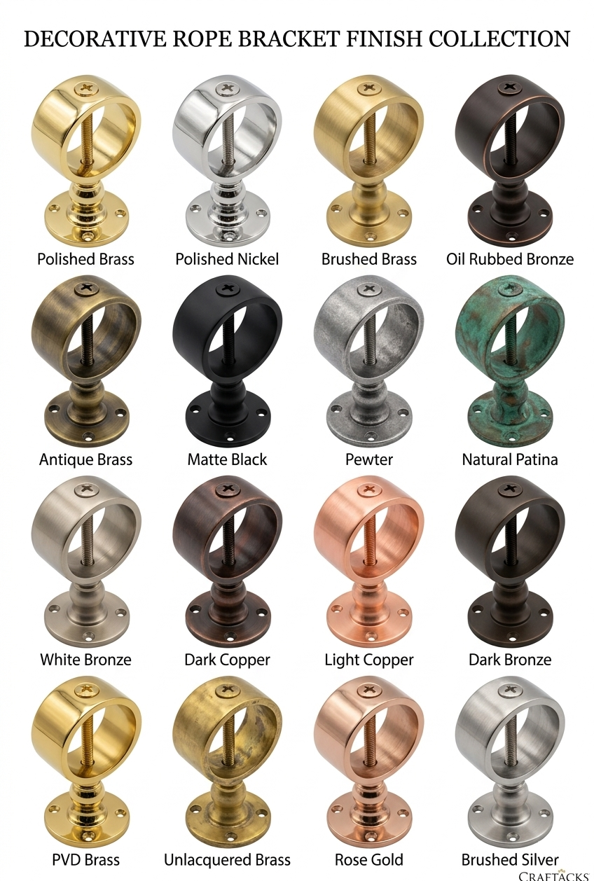 Thumbnail: Craftacks Decorative Rope Rail Bracket Aged-Living Finish Options