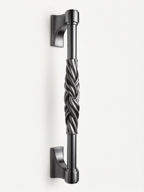 Craftacks Solid Brass Door Pull Handle Rope Design Dark Silver Finish for Unique and Stylish Front Door 