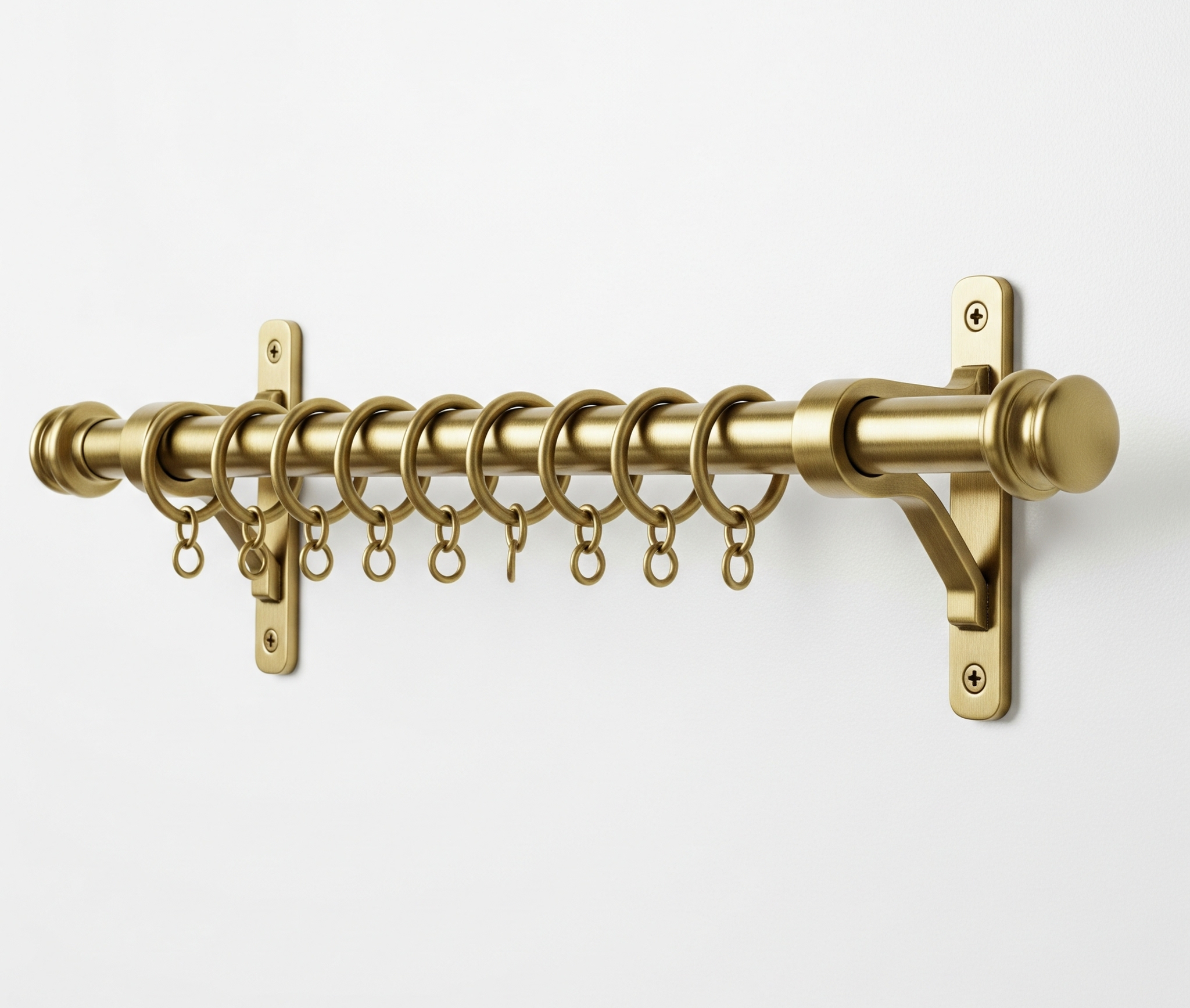 Custom Brass Curtain Pole Set: 28mm Modern 3 Feet By Craftacks